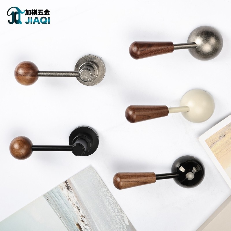 中古风门把手室内家用门锁胡桃木分体磁吸静音房间复古卧室门锁