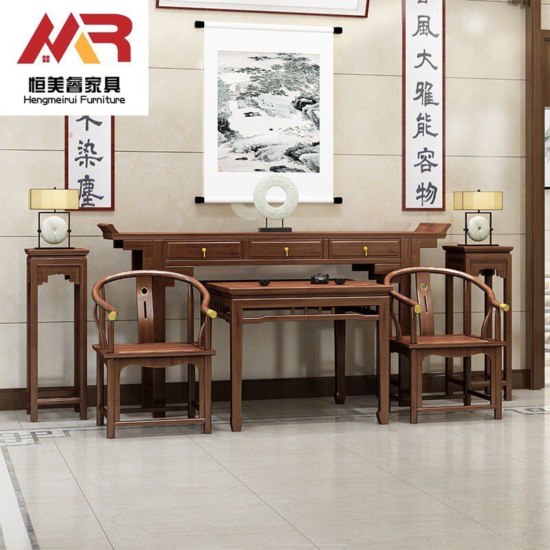 农村实木仿古中堂六件套家具太师椅四件套条案供桌供台八仙桌中堂