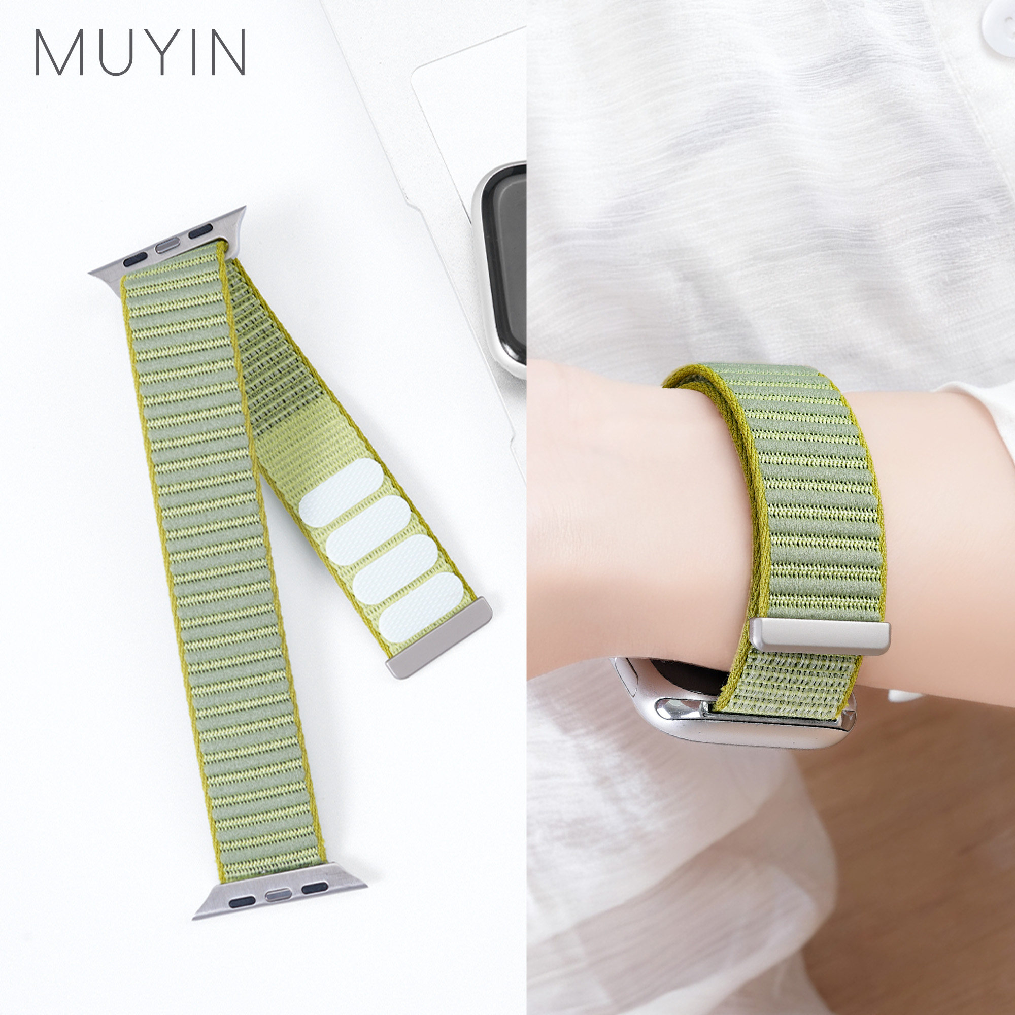 适用applewatch11苹果手表新款iwatchs10原地野山纹尼龙回环 S7/8/9 41MM男女时尚尼龙回环表带