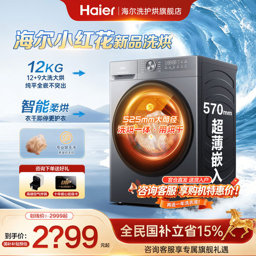 新品海尔12公斤超净洗衣机大容量