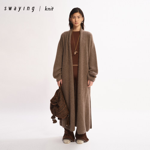 SWAYING牦牛拉绒长款系带外套女