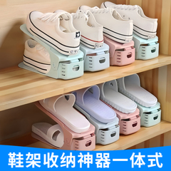 家用折叠鞋架置物架双层三档鞋托收纳可调节鞋柜整理拖鞋鞋子宿舍