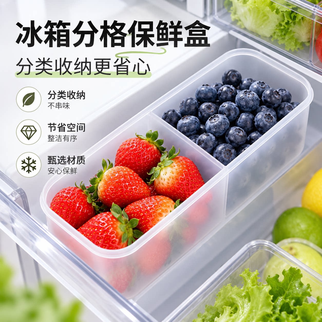 冰箱分格保鲜盒食品级省空间