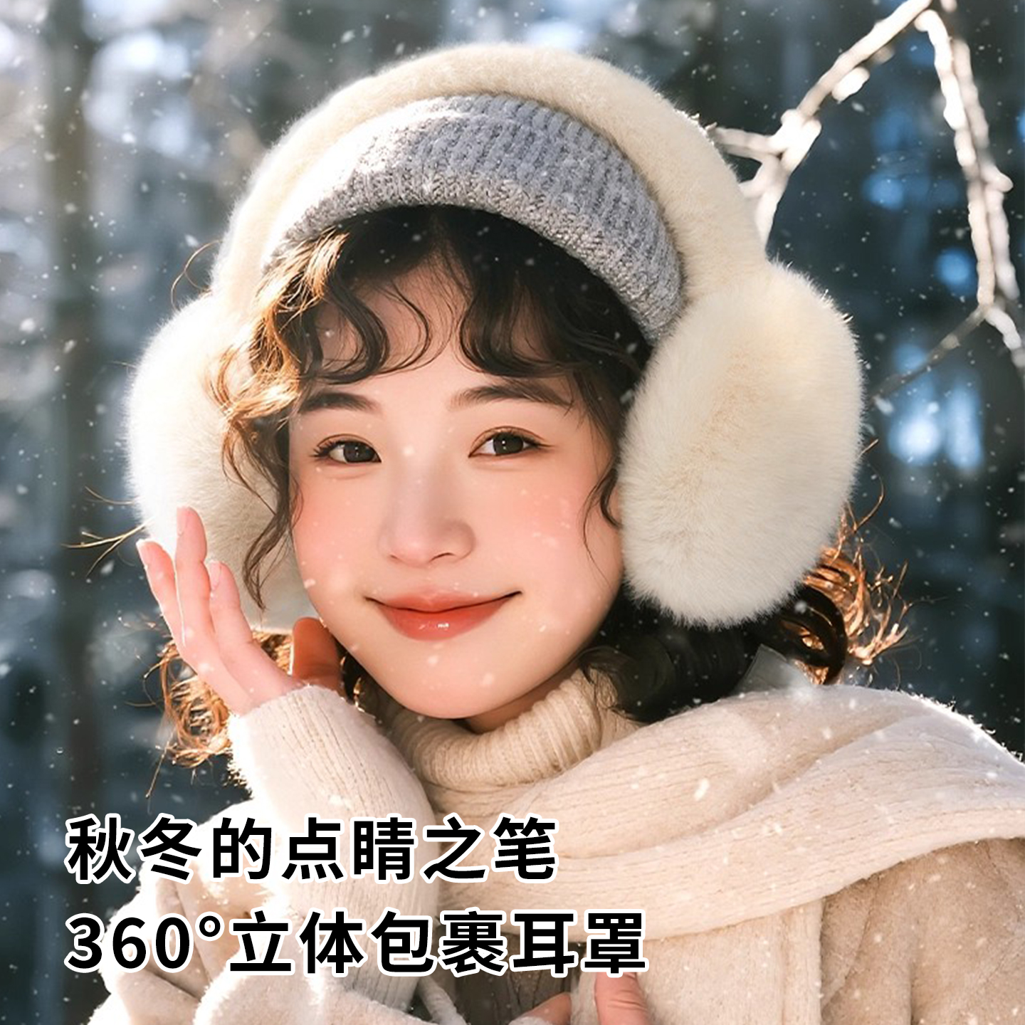 毛绒耳罩冬女时尚保暖防冻可折叠