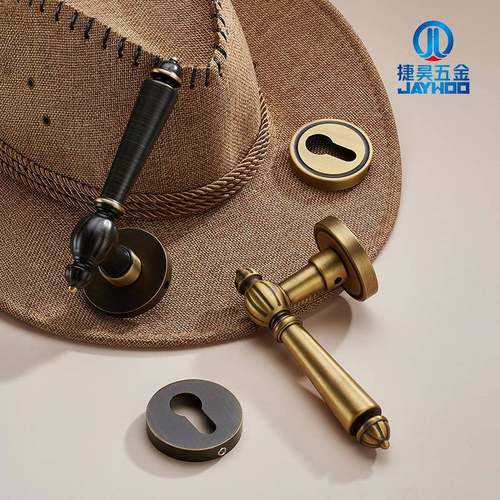 捷昊美式复古卧室门锁纯铜实木门把手中古风室内五金锁具整套