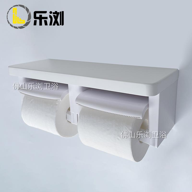 榉木实木烤漆纸巾架卫生间厕所日式壁挂双联卷纸收纳置物架纸巾盒