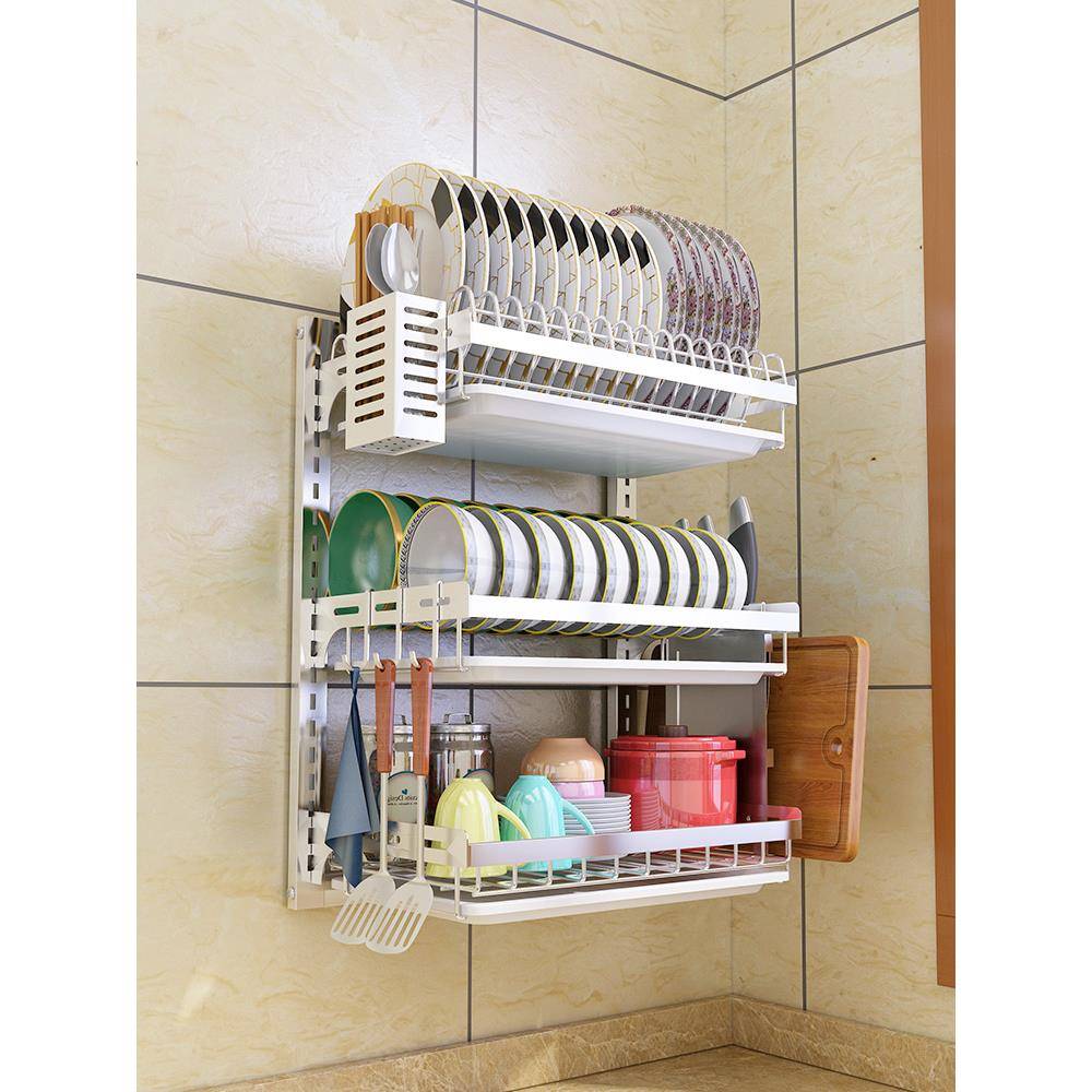 cs304不锈钢厨房碗架沥水架壁挂式碗碟置物架碗盘收纳架碗筷收纳