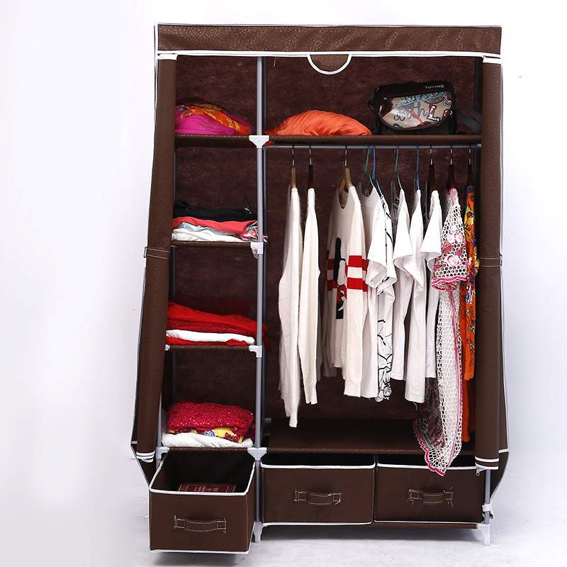新款简约衣柜大容量布艺衣橱韩版组装加固衣柜现代抽屉简易收纳柜