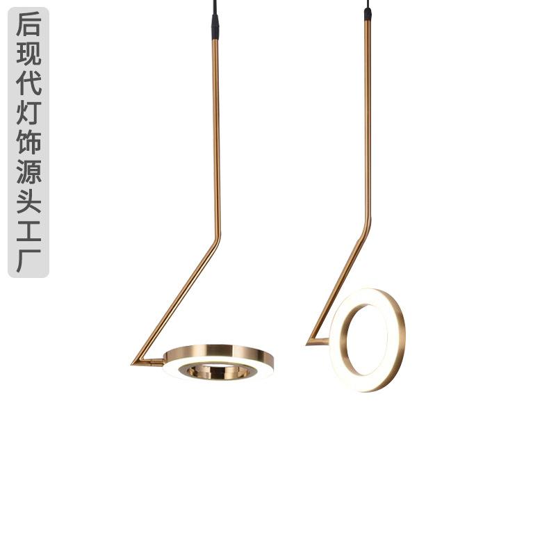 北欧卧室床头led单吊灯极简线条圆环餐厅书房吧台设计师创意灯具
