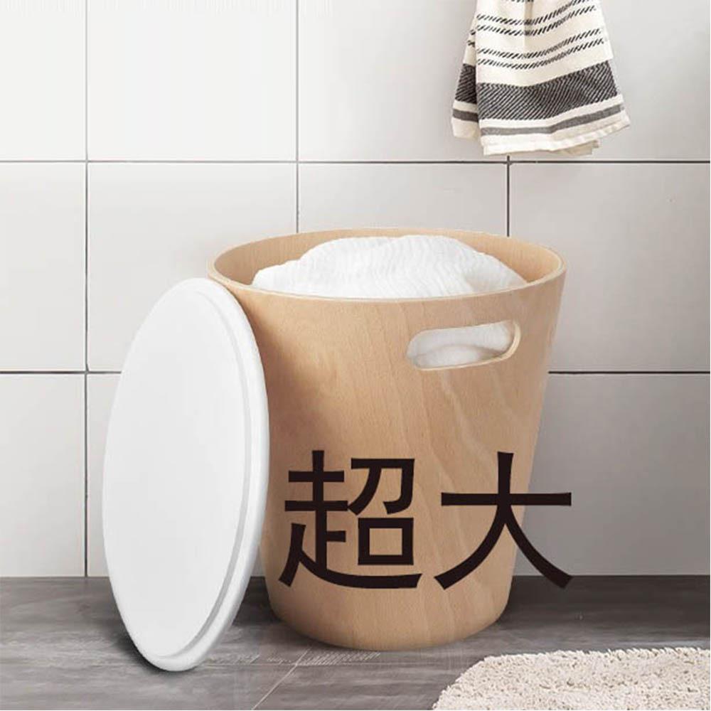 家用商用创意垃圾桶收纳桶带盖把手木质垃圾箱纸篓脏衣篓桶