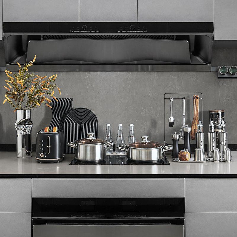 样板间厨房摆件组合装饰品不锈钢锅具砧板花艺油壶软装道具