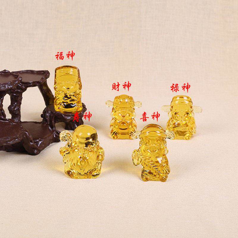 水晶琉璃五福财神摆件家居装饰开业婚庆礼品玻璃制品工艺品