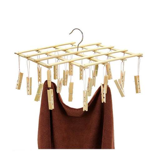 竹衣架22夹16夹折叠晾衣架防风内衣架袜子晾晒夹晒袜架优惠价