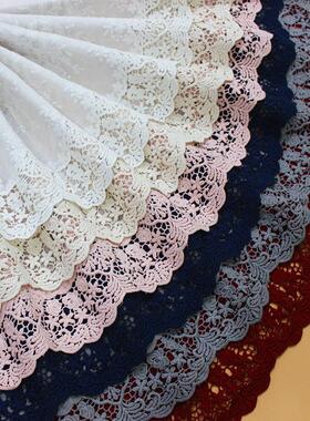 天腾新款时尚胚色棉布镜子刺绣花边辅料家居桌布装饰厂家