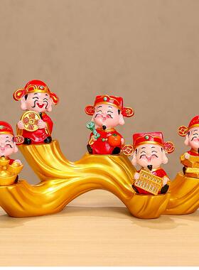 五路财神爷摆件玄关电视柜酒柜办公室装饰品乔迁新居礼品新年礼物