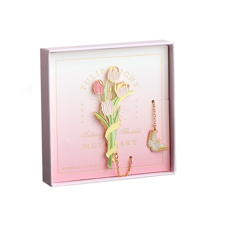与花说镂空黄铜金属点漆书签礼盒高级感节日伴手礼阅读书页夹卡片