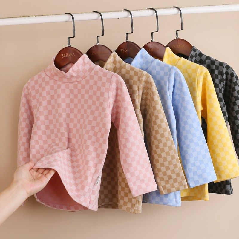 儿童格子高领发热徳绒打底衫冬款男女童保暖内衣T恤中大童厚秋衣,童装/婴儿装/亲子装,保暖上装,淘宝优惠券,粉丝福利购,淘宝优惠卷