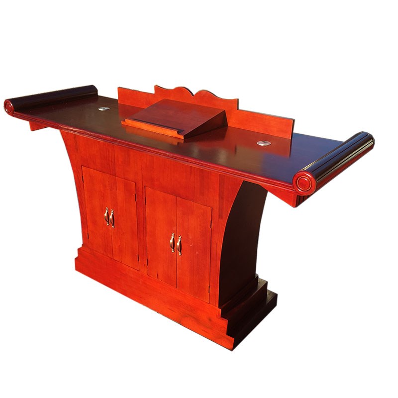 1.8米超大实木教堂教会专用书卷移动演讲台讲桌圣台整体发货包邮