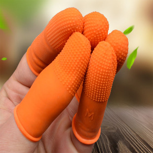 白色防滑手指套麻点胶凸防尘汗渍防静电加厚耐磨橙色乳胶手指头套