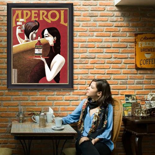 装饰画有框挂画海报西餐厅酒吧咖啡馆鸡尾开胃调酒aperol美式