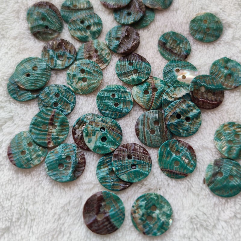 天然贝壳纽扣 毛衣针织开衫衣服百搭圆形两眼绿色珍珠贝壳薄扣子