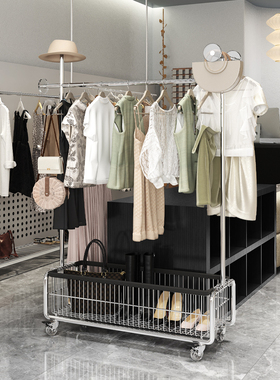 服装店展示架女装店正挂架落地式衣服陈列架挂衣架移动中岛货架子