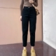 女秋冬季 加绒遮胯大码 胖mm2025新款 黑色哈伦牛仔裤 梨形老爹萝卜裤
