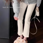 米白色直筒牛仔裤 女弹力宽松高腰显瘦小个子八九分法棍杏色烟管裤