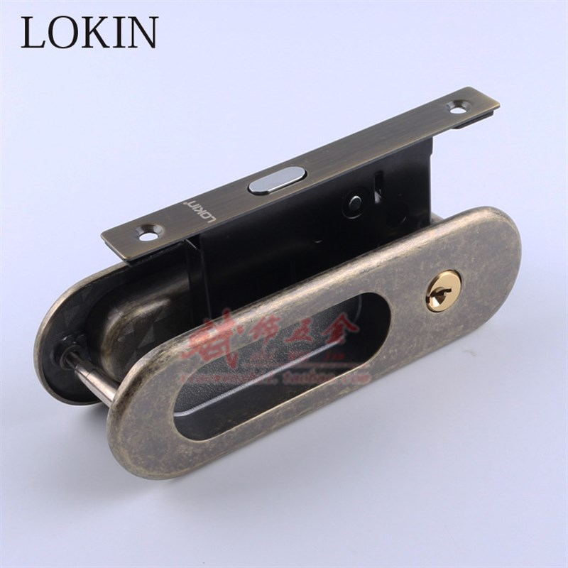 LOKIN美式仿古移门锁厨房卫生间推拉门钩锁欧式做旧仿古折叠门锁