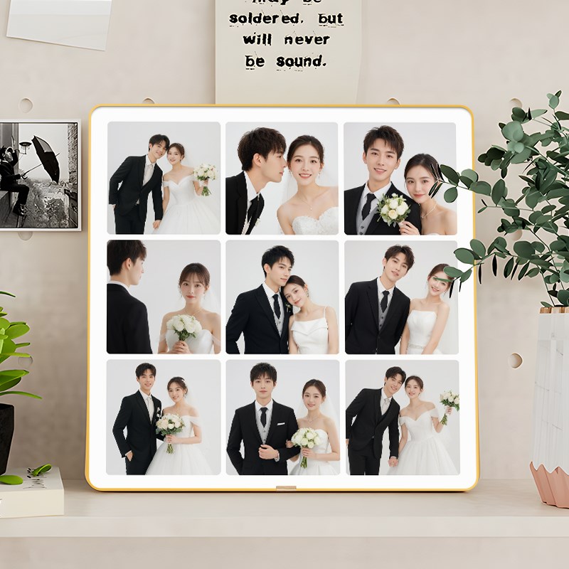 九宫格相框定制照片洗婚纱照做成摆台情侣相片打印全家福相册装裱