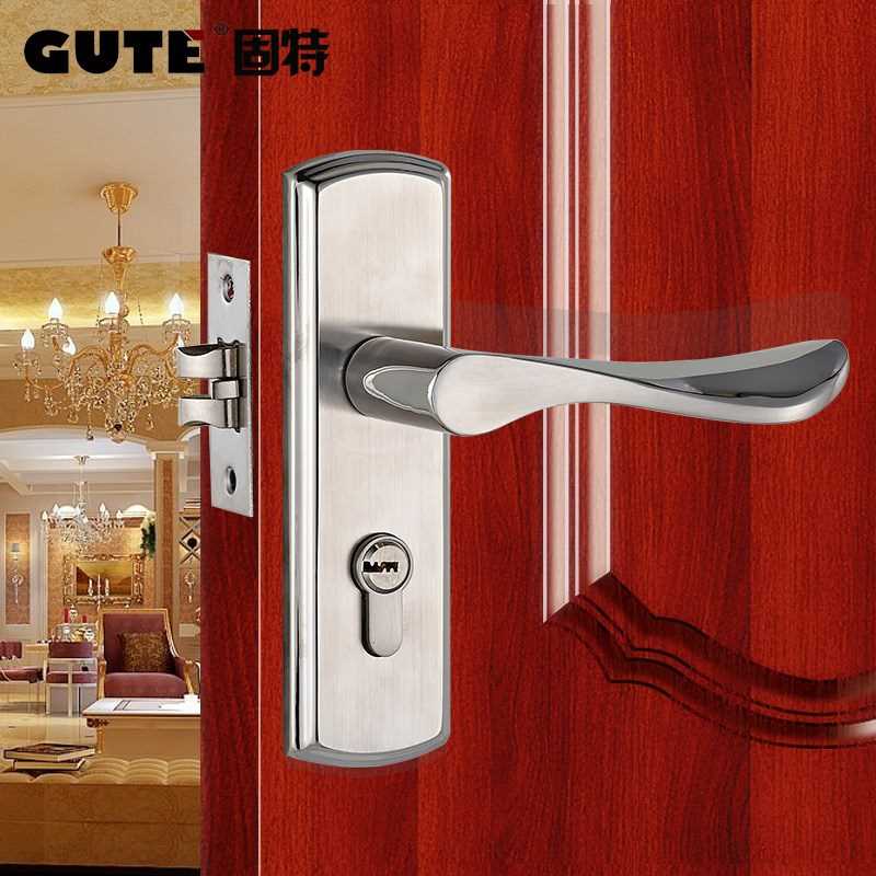 固特不锈钢室内卧室房门锁欧式实木门锁简约双舌反提锁具静音家用