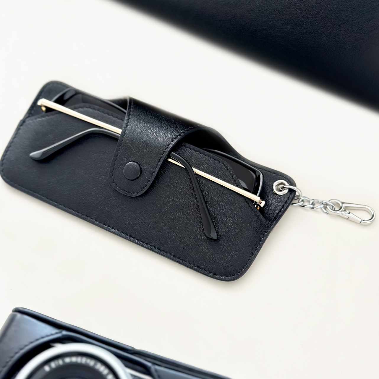 SHANYE山野的雾牛皮真皮眼镜包墨镜收纳包挂式太阳镜便携墨镜盒