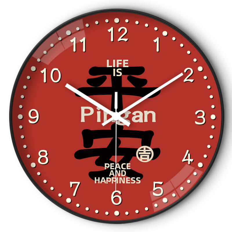 【16英寸40cm】春节款喜庆中国风挂钟客厅卧室挂墙创意静音时钟表