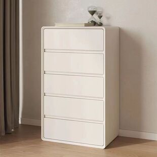 实木五斗柜白色奶油柜斗柜客厅多层储物柜简约现代卧室免安装家用