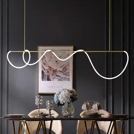 led简约现代设计感长条餐厅吊灯极简客厅饭厅吧台艺术线条造型灯
