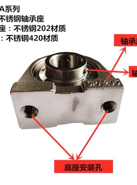 不锈钢窄脚轴承座 带轴承 SUCPA203 SPA204 SPA205 QSPA206 207 2
