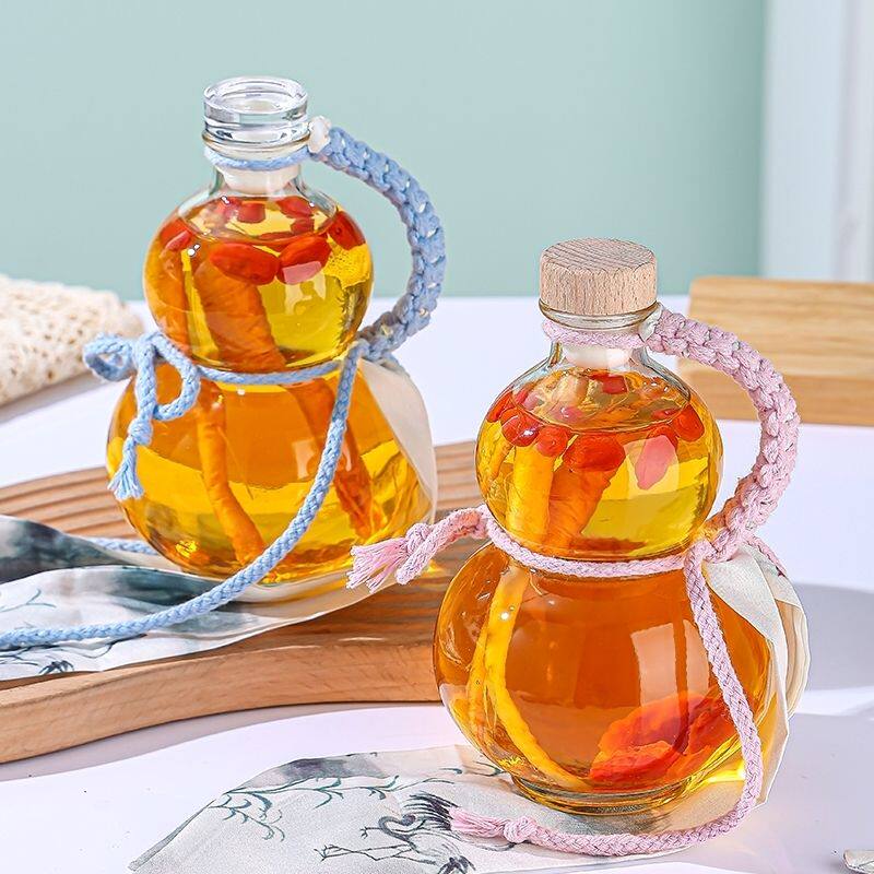多功能一斤空瓶葫芦玻璃酒瓶分装红酒果酒瓶奶茶装冷萃空茶瓶水壶