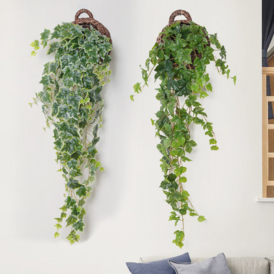 工厂店仿真白边爬山虎壁挂花藤家居装饰薄墙花假花吊花客厅挂荷花