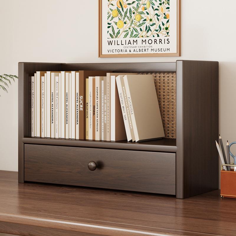 桌面书架全实木小书架办公桌上简易书立架书桌上收纳架台面置物架