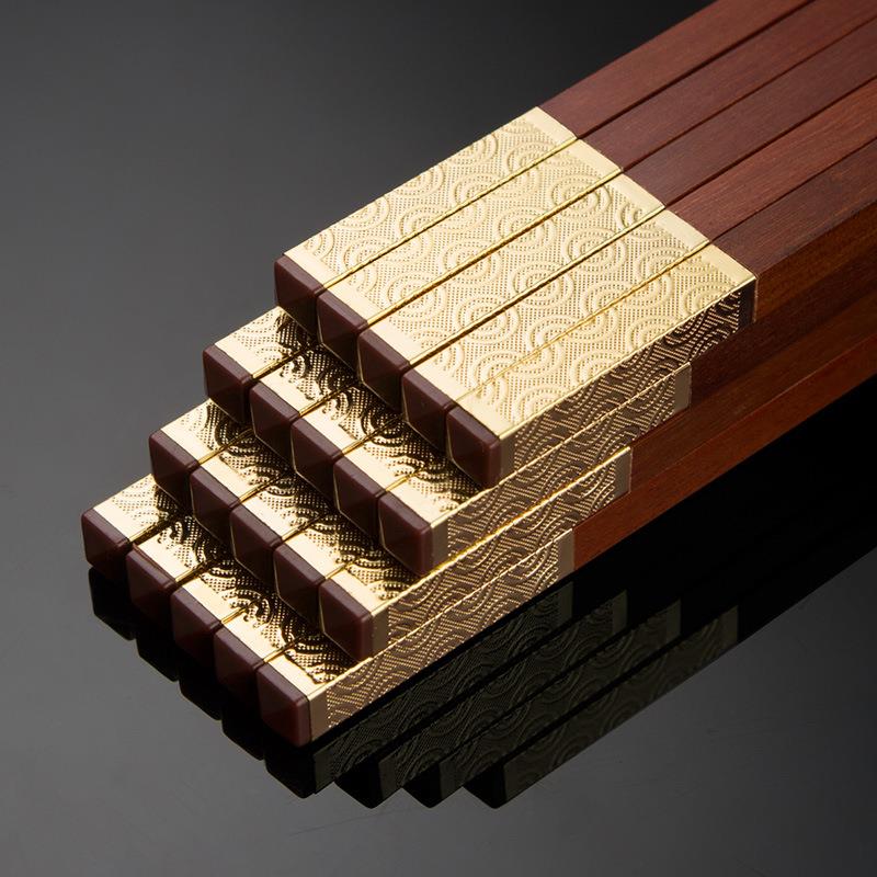 优圣美帝双十汇家用红木筷子家庭原木筷无漆筷礼品筷子W7102-2