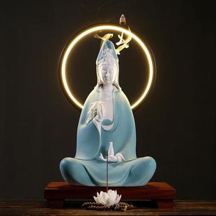 陶瓷西方三圣佛像摆件家用阿弥陀佛大势至观世音菩萨像供奉工艺品