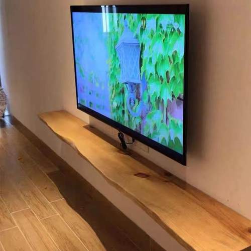 简约墙上一字实木搁板店面家用厨房整木置物架不规则原木壁挂隔板