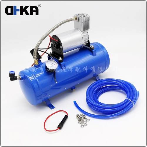 通用现货喇叭改装气泵蓝色6L空气压缩机12V24V悬挂压缩机