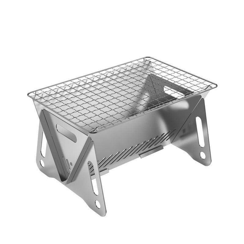 不锈钢折叠烧烤炉户外卡片炉迷女柴火炉便携式木炭炉野营工具