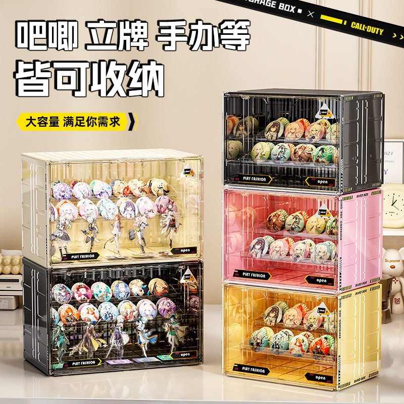哪吒手办展示架集装箱收纳盒透明桌面阶梯架子玩偶周边谷子置物架图片