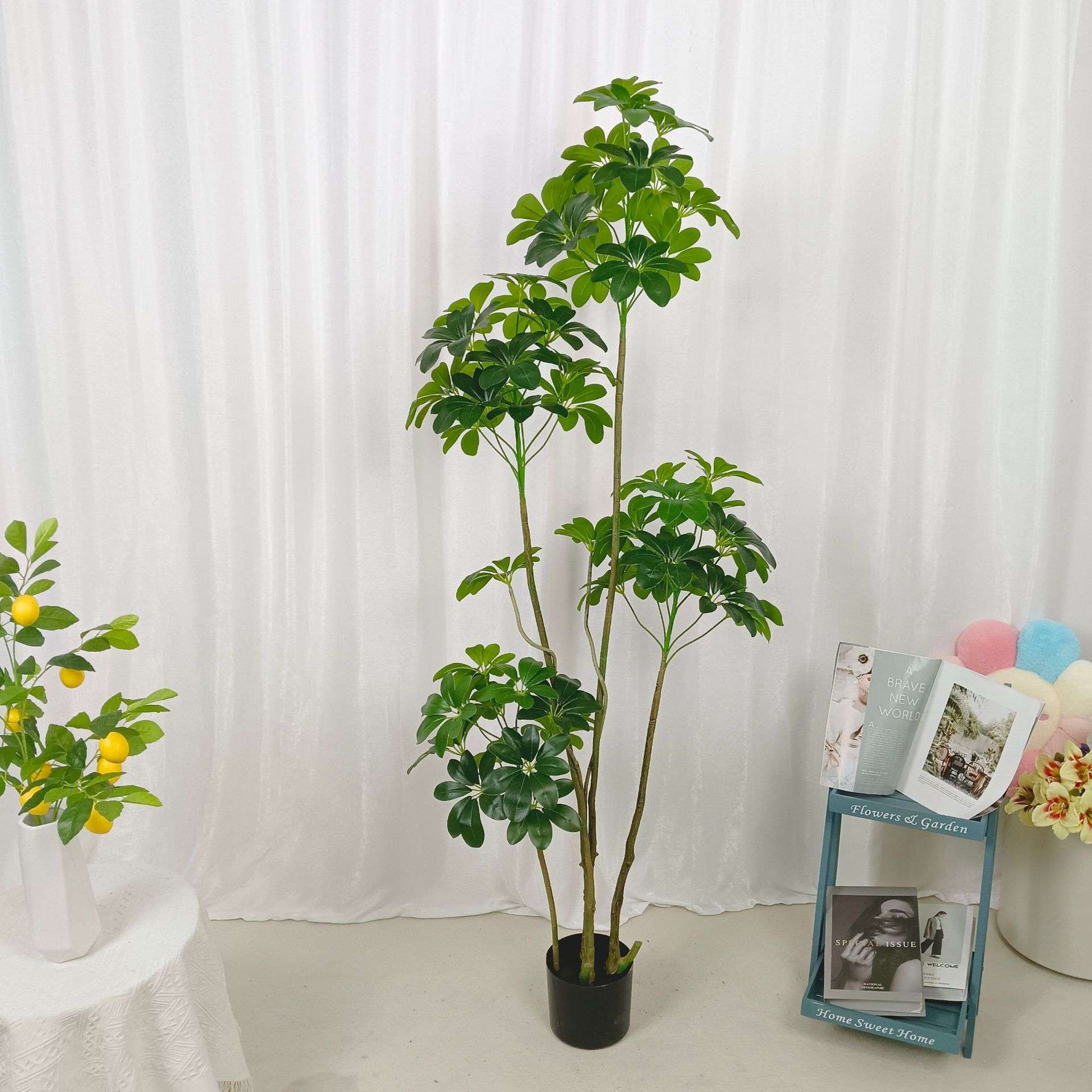 仿真鸭脚木绿植盆栽室内外摆饰高度仿真高端轻奢假树盆景客厅装饰