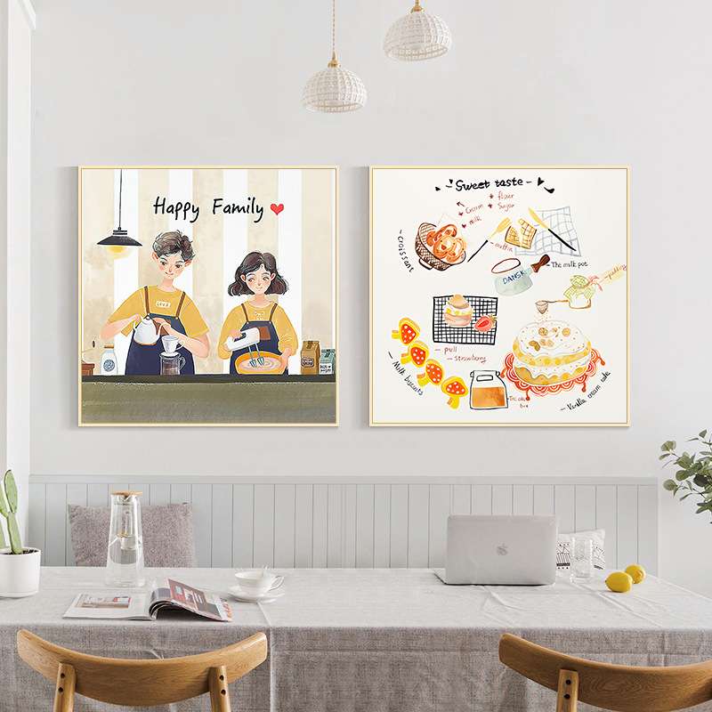 餐厅装饰画日式挂画饭厅厨房壁画温馨歺厅餐桌墙面装饰北欧正方形图片