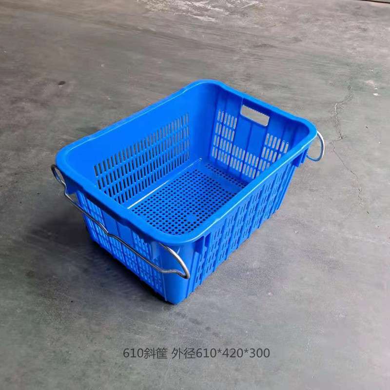 斜插周转筐蔬菜周转箩筐可加铁环塑料筐加厚胶框水果筐可叠套菜箩