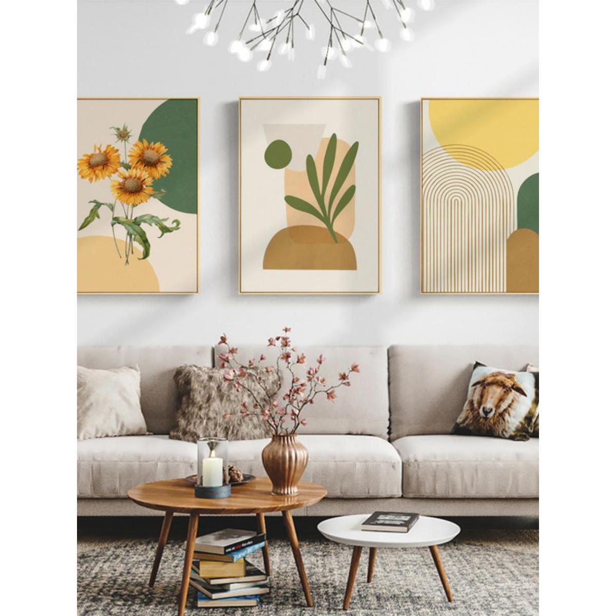 新款北欧原木风客厅装饰画花卉挂画客厅高级感餐厅壁画玄关画卧图片