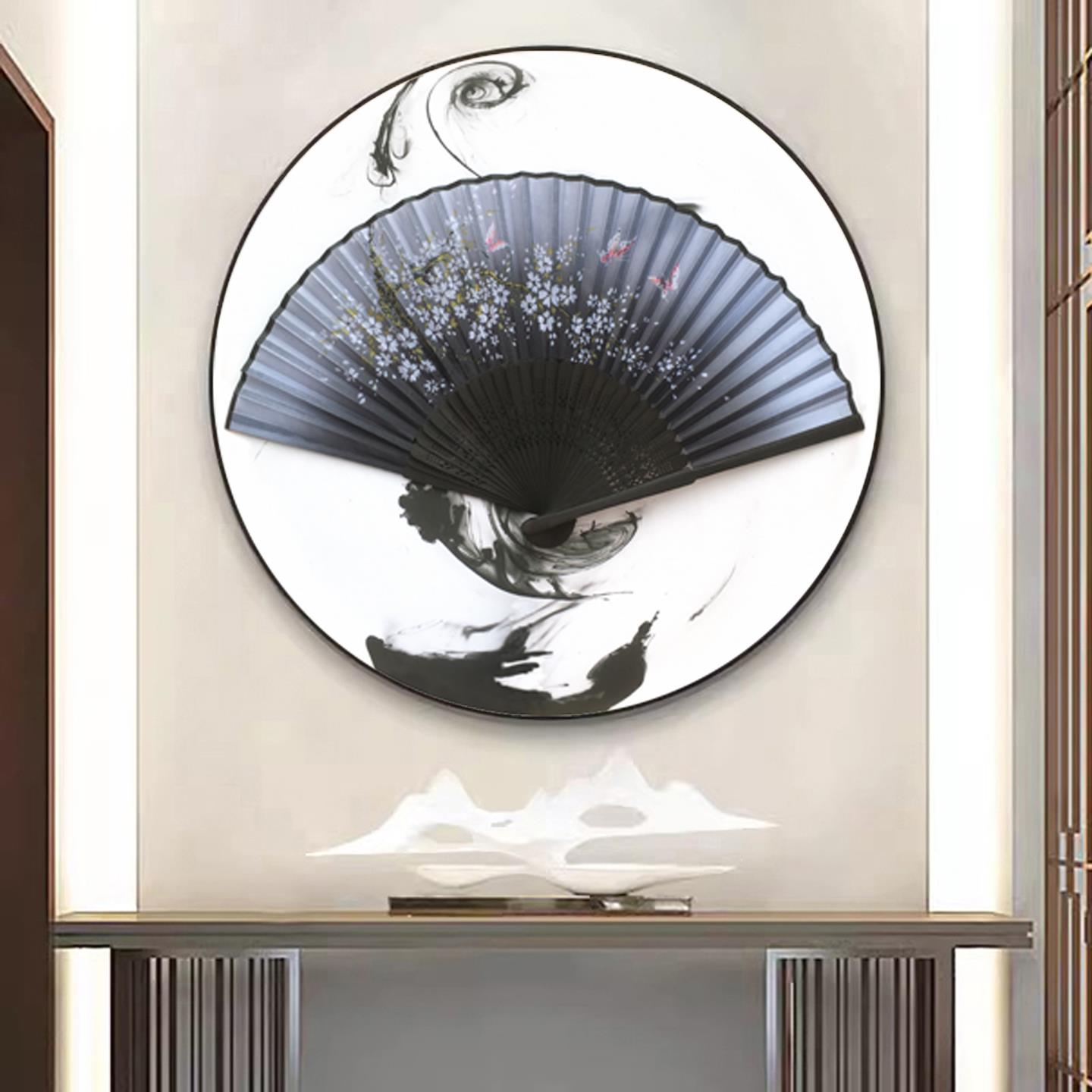 扇子装饰画新中式玄关客厅办公室茶室书房背景墙现代简约禅意挂画